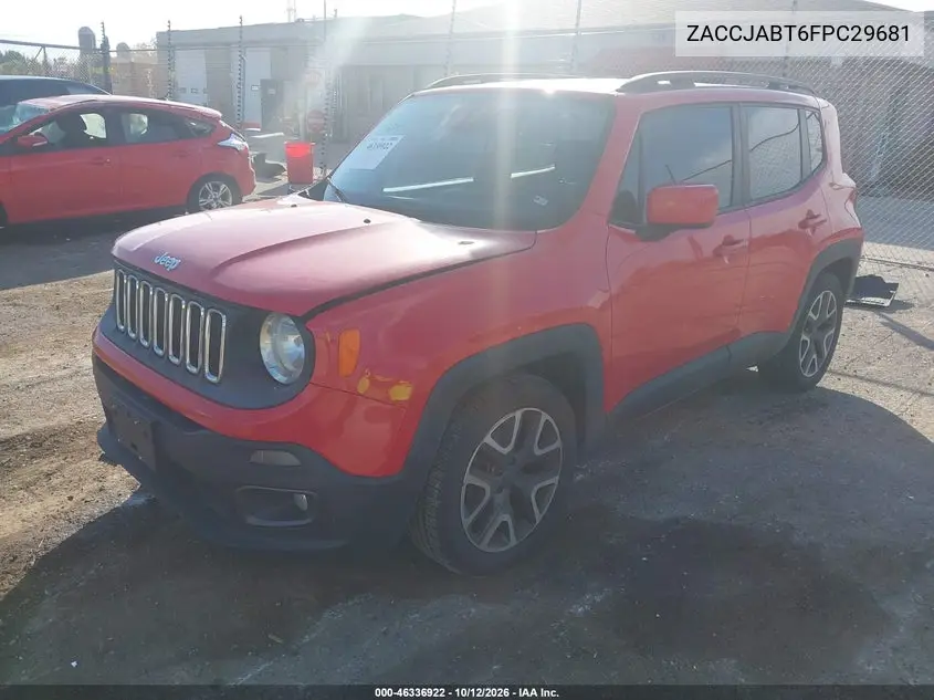 2015 JEEP RENEGADE VIN ZACCJABT6FPC29681 — фото 2