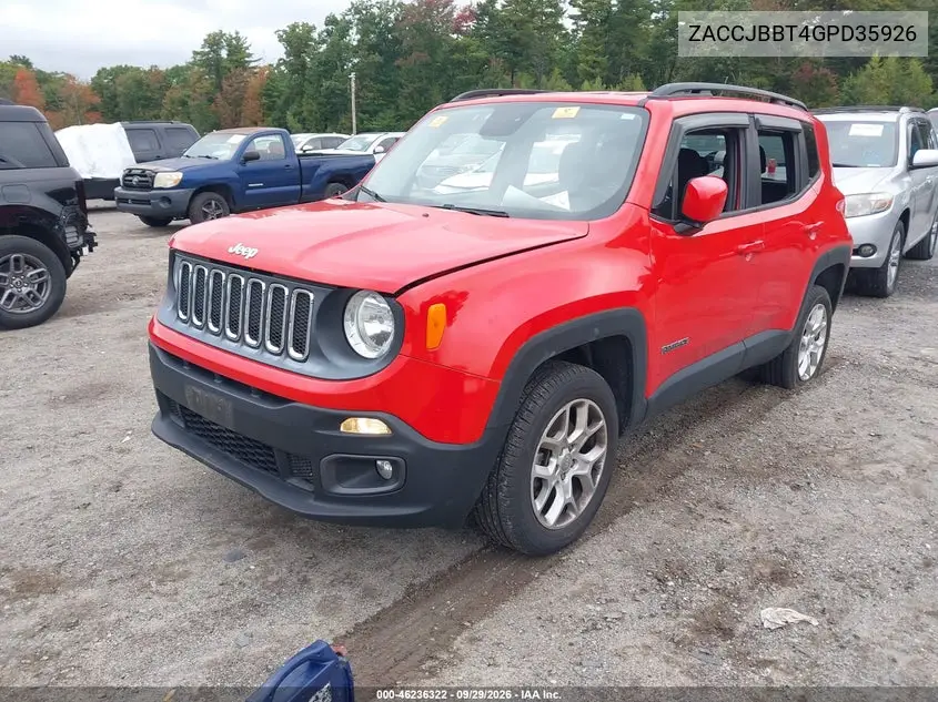 2016 JEEP RENEGADE VIN ZACCJBBT4GPD35926 — фото 2