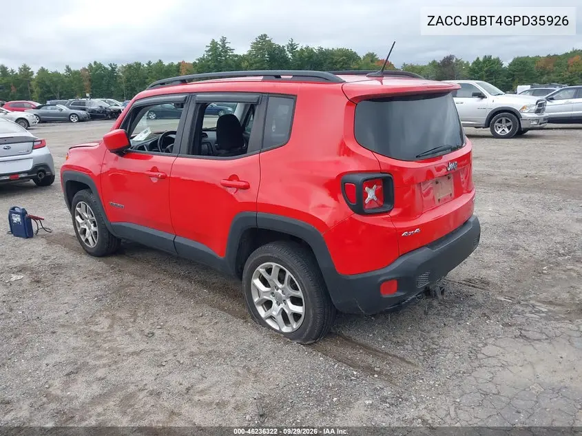2016 JEEP RENEGADE VIN ZACCJBBT4GPD35926 — фото 3