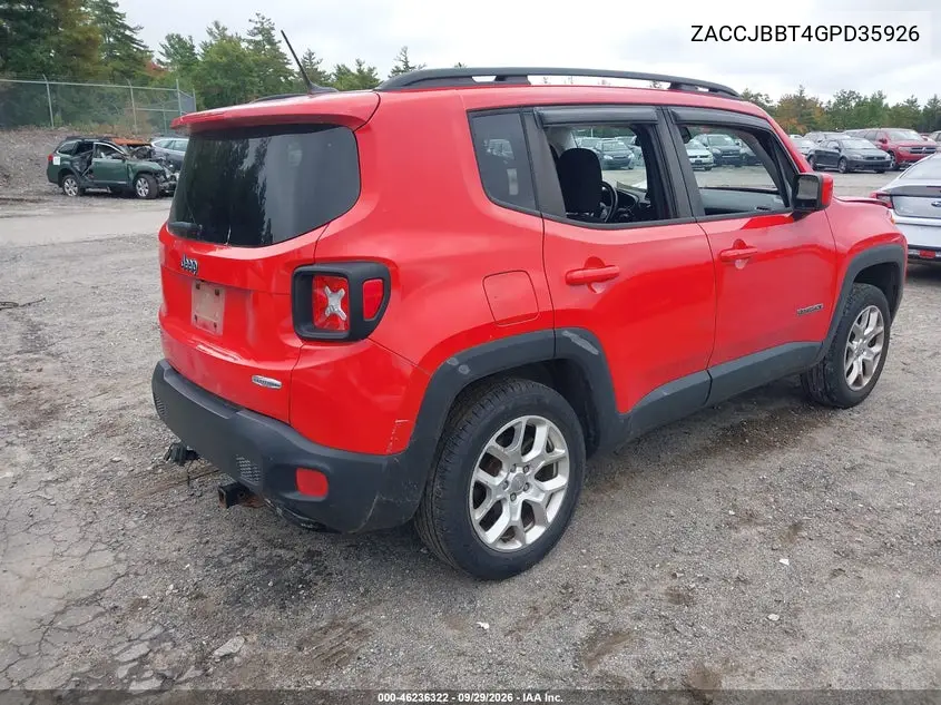 2016 JEEP RENEGADE VIN ZACCJBBT4GPD35926 — фото 4