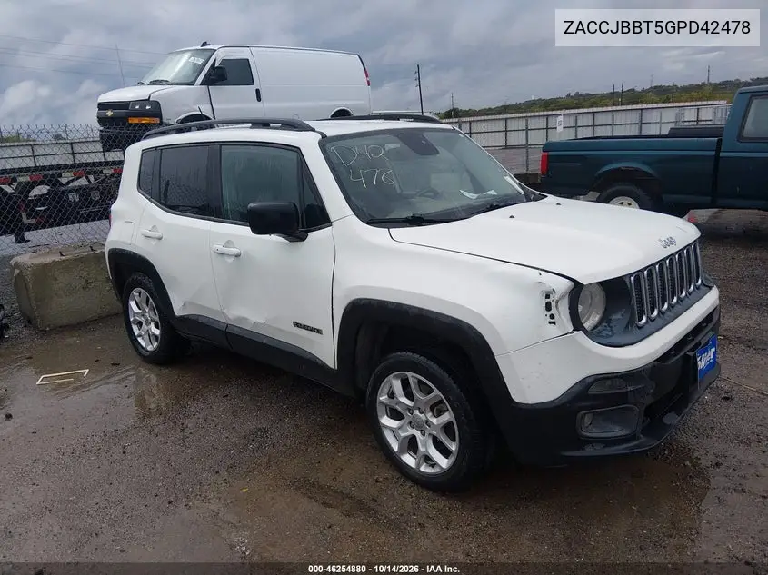 JEEP RENEGADE 2016, VIN ZACCJBBT5GPD42478