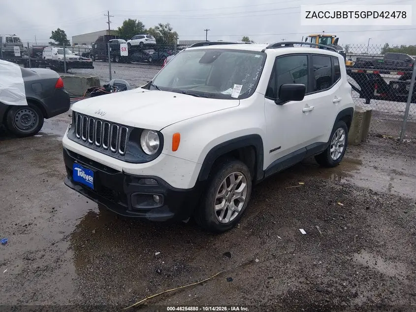 2016 JEEP RENEGADE VIN ZACCJBBT5GPD42478 — фото 2
