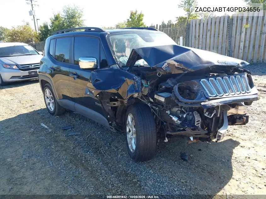 JEEP RENEGADE 2016, VIN ZACCJABT4GPD34656