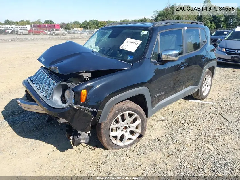 2016 JEEP RENEGADE VIN ZACCJABT4GPD34656 — фото 2