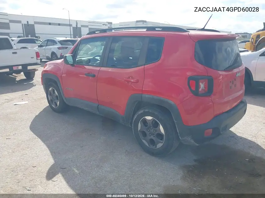 2016 JEEP RENEGADE VIN ZACCJAAT4GPD60028 — фото 3