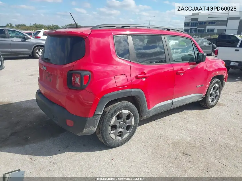 2016 JEEP RENEGADE VIN ZACCJAAT4GPD60028 — фото 4