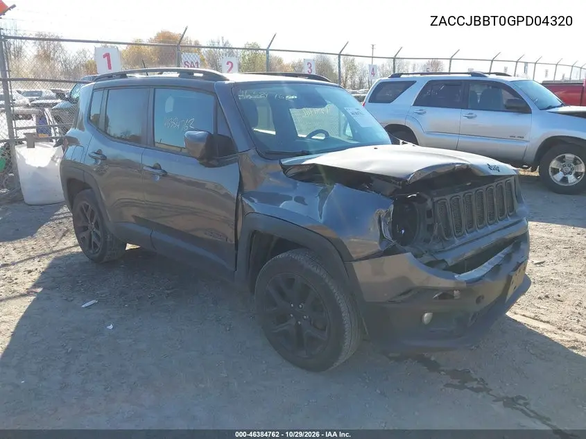 JEEP RENEGADE 2016, VIN ZACCJBBT0GPD04320