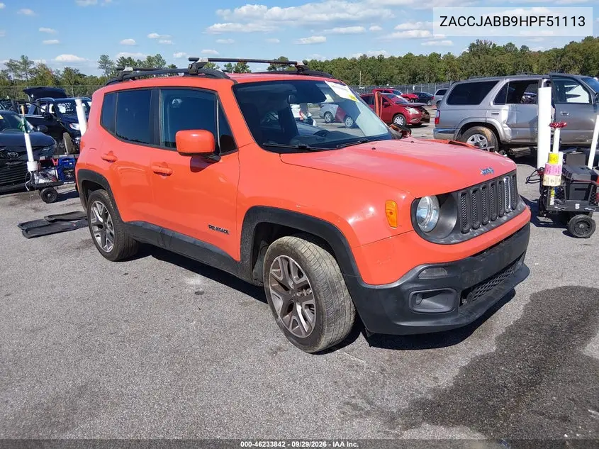 JEEP RENEGADE 2017, VIN ZACCJABB9HPF51113
