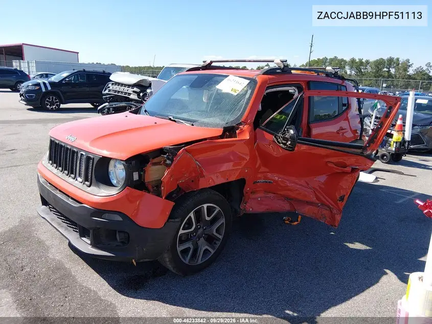 2017 JEEP RENEGADE VIN ZACCJABB9HPF51113 — фото 2