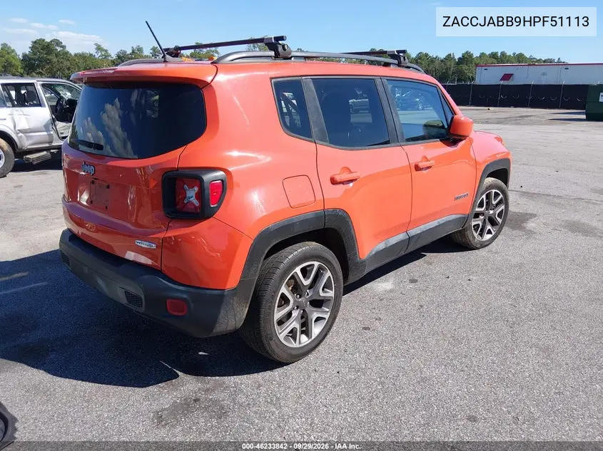 2017 JEEP RENEGADE VIN ZACCJABB9HPF51113 — фото 4
