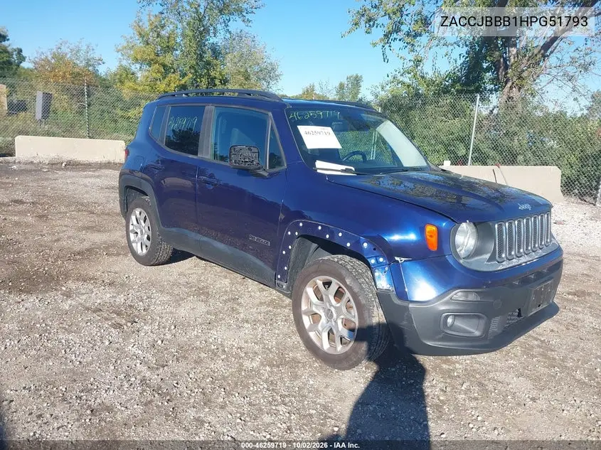 JEEP RENEGADE 2017, VIN ZACCJBBB1HPG51793