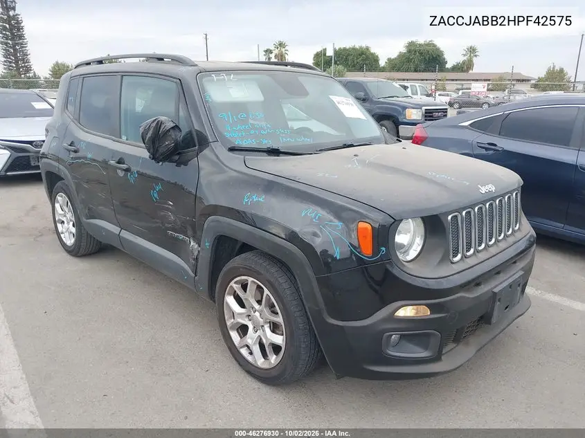 JEEP RENEGADE 2017, VIN ZACCJABB2HPF42575