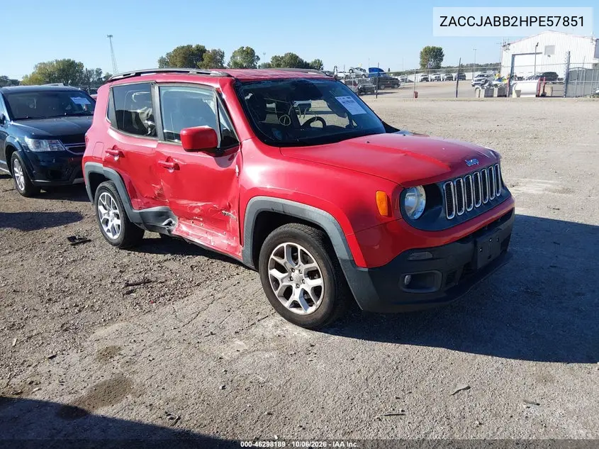 JEEP RENEGADE 2017, VIN ZACCJABB2HPE57851