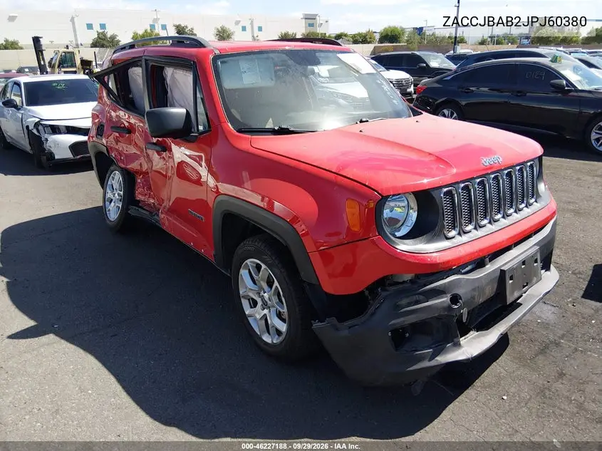 JEEP RENEGADE 2018, VIN ZACCJBAB2JPJ60380