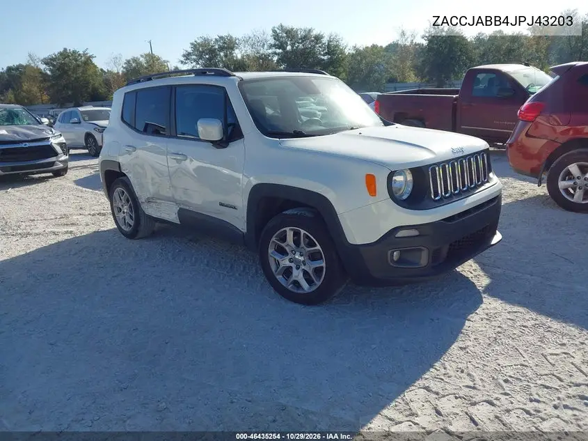 JEEP RENEGADE 2018, VIN ZACCJABB4JPJ43203