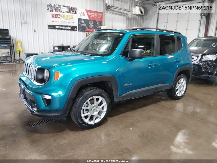 2022 JEEP RENEGADE VIN ZACNJDB15NPN69215 — фото 2