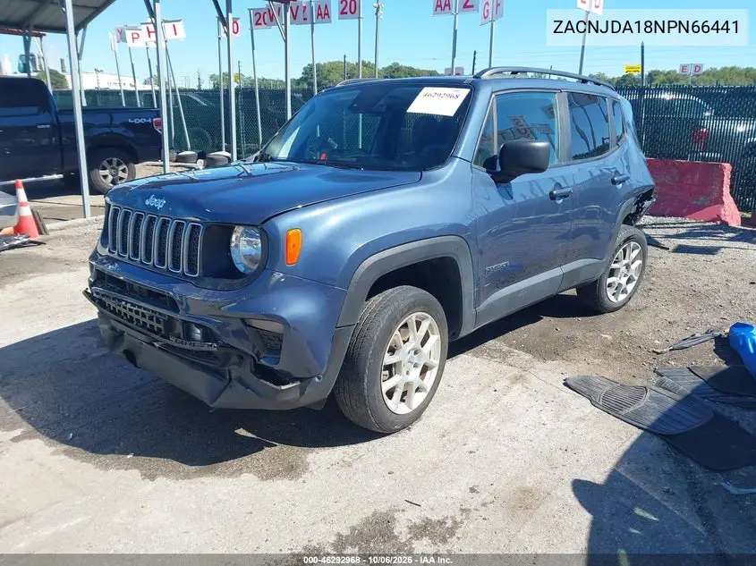 2022 JEEP RENEGADE VIN ZACNJDA18NPN66441 — фото 2