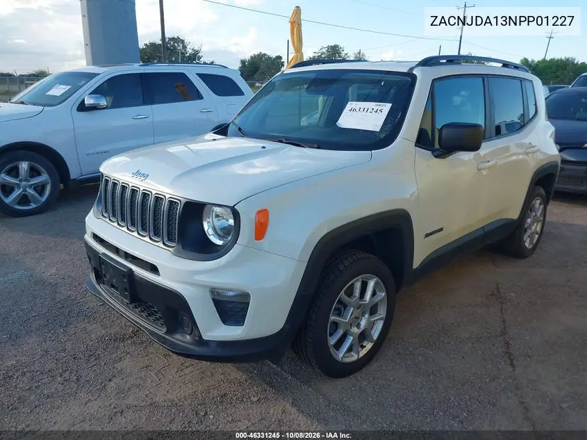 2022 JEEP RENEGADE VIN ZACNJDA13NPP01227 — фото 2