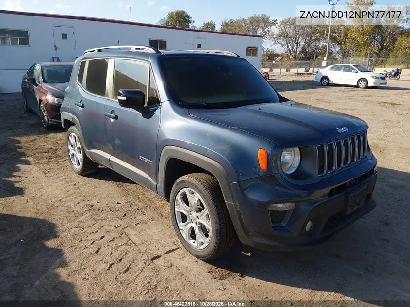 JEEP RENEGADE 2022, VIN ZACNJDD12NPN77477