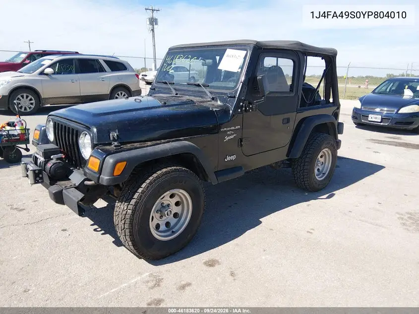 2000 JEEP WRANGLER VIN 1J4FA49S0YP804010 — фото 2