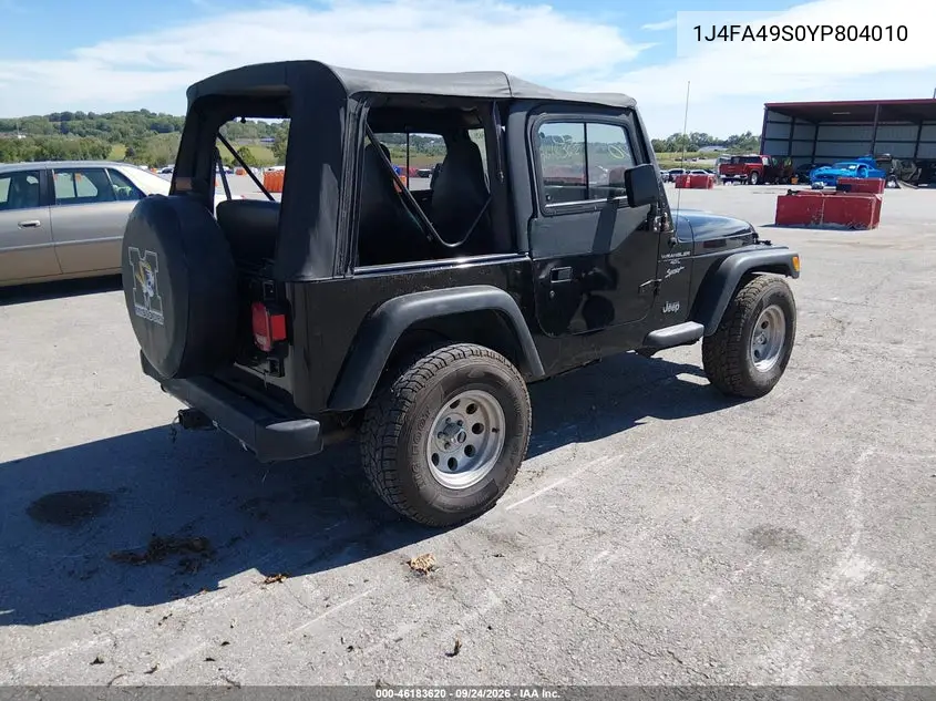 2000 JEEP WRANGLER VIN 1J4FA49S0YP804010 — фото 4