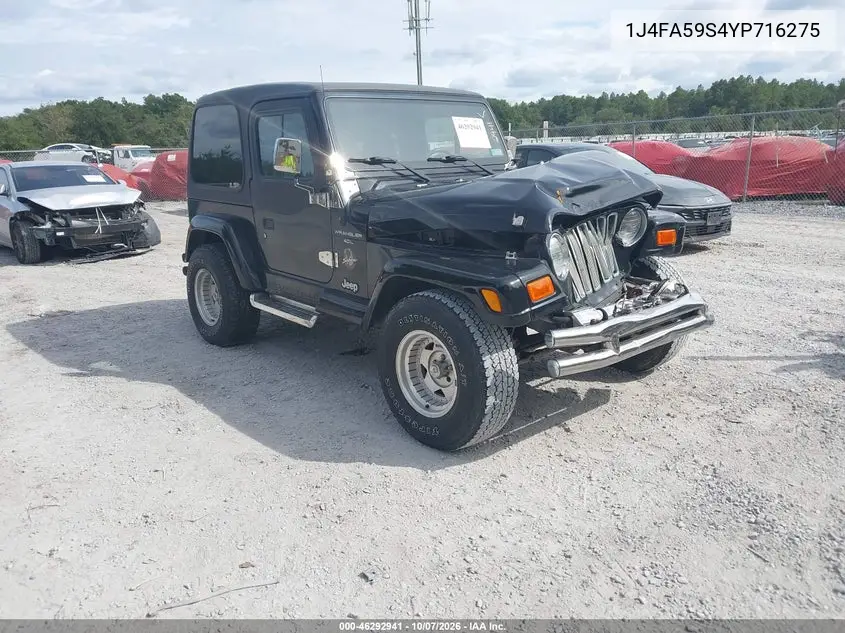 JEEP WRANGLER 2000, VIN 1J4FA59S4YP716275