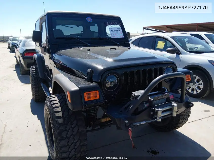 JEEP WRANGLER 2000, VIN 1J4FA49S9YP727170