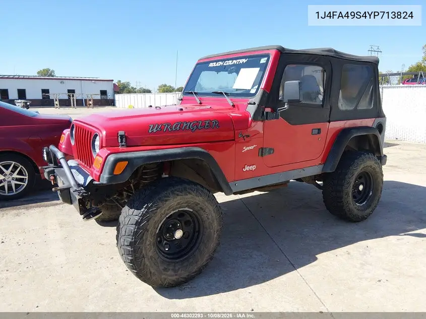2000 JEEP WRANGLER VIN 1J4FA49S4YP713824 — фото 2