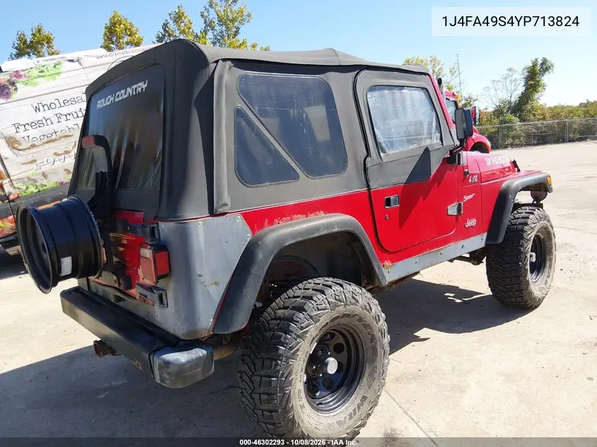 2000 JEEP WRANGLER VIN 1J4FA49S4YP713824 — фото 4