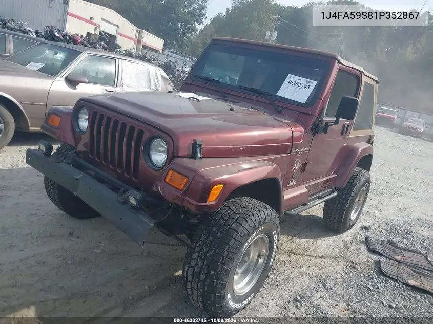2001 JEEP WRANGLER VIN 1J4FA59S81P352867 — фото 2