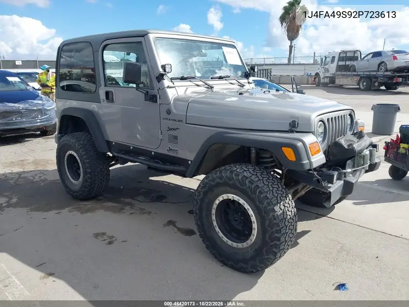 JEEP WRANGLER 2002, VIN 1J4FA49S92P723613
