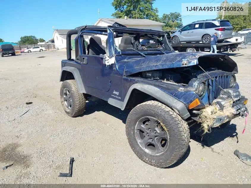 JEEP WRANGLER 2005, VIN 1J4FA49S15P360826