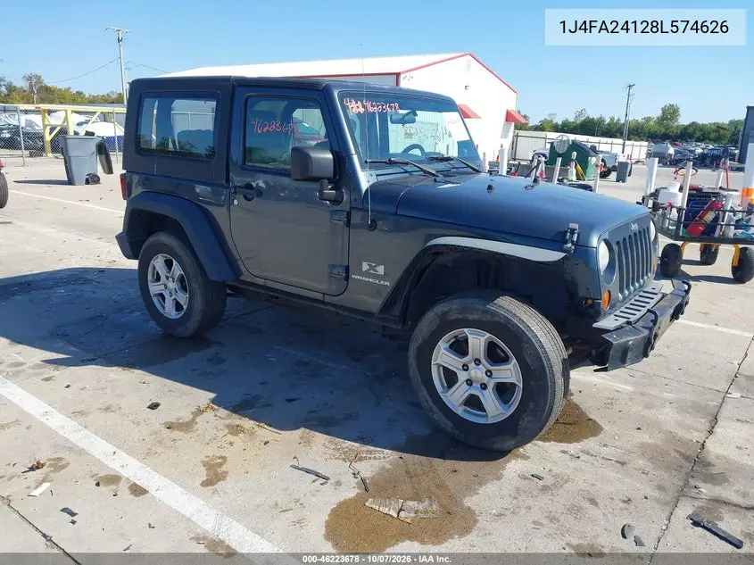 JEEP WRANGLER 2008, VIN 1J4FA24128L574626