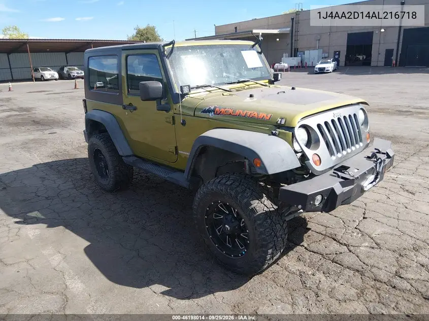 JEEP WRANGLER 2010, VIN 1J4AA2D14AL216718