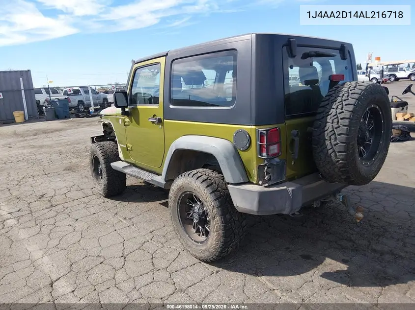 2010 JEEP WRANGLER VIN 1J4AA2D14AL216718 — фото 3