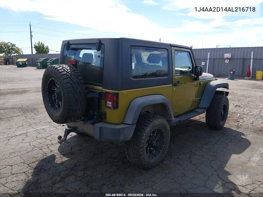 2010 JEEP WRANGLER VIN 1J4AA2D14AL216718 — фото 4