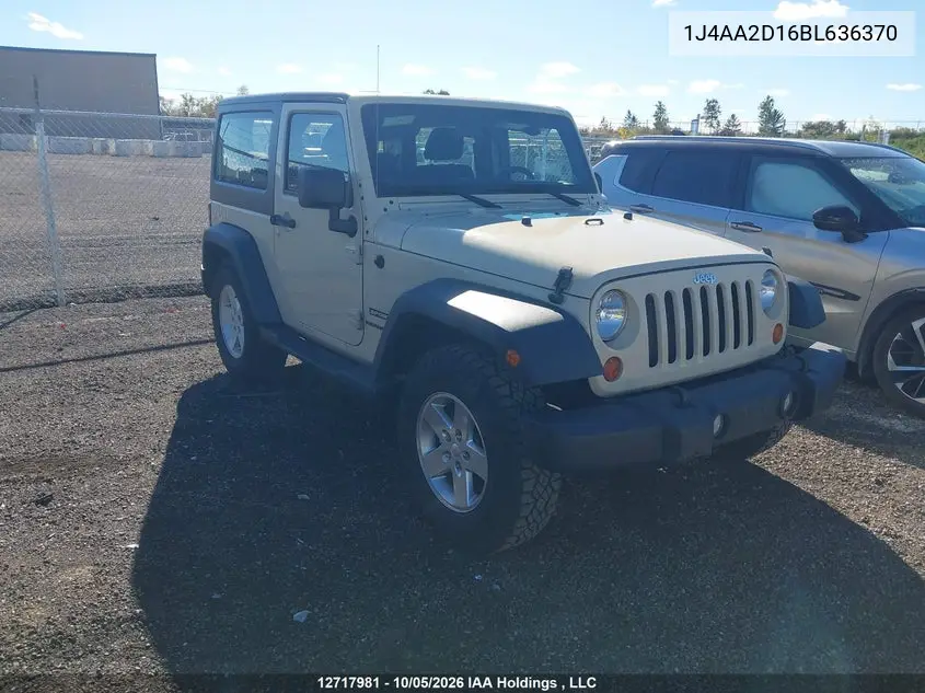 JEEP WRANGLER 2011, VIN 1J4AA2D16BL636370