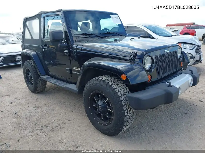 JEEP WRANGLER 2011, VIN 1J4AA5D17BL628005