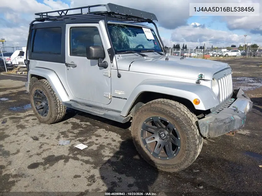 JEEP WRANGLER 2011, VIN 1J4AA5D16BL538456