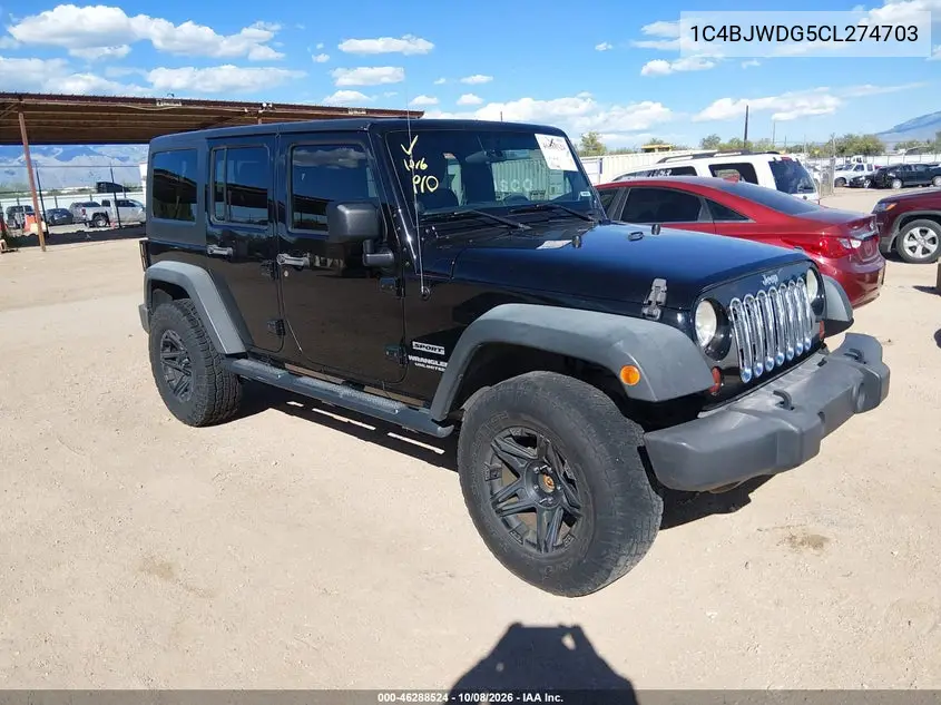 JEEP WRANGLER 2012, VIN 1C4BJWDG5CL274703
