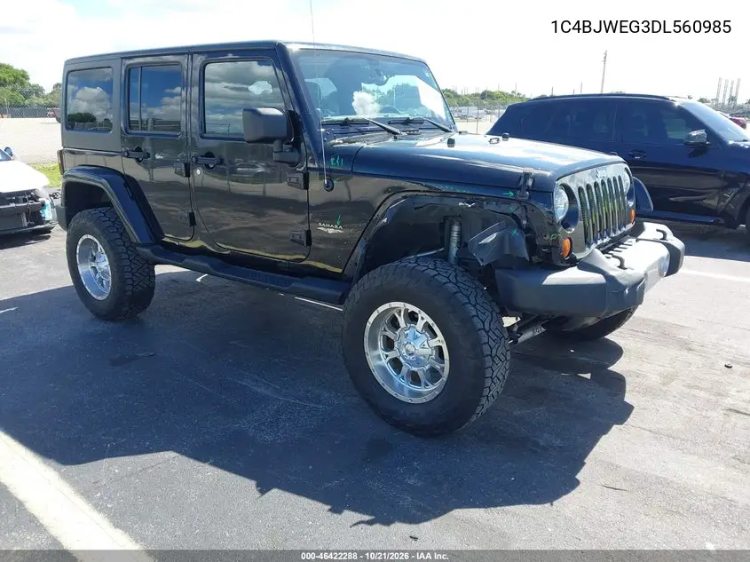 JEEP WRANGLER 2013, VIN 1C4BJWEG3DL560985