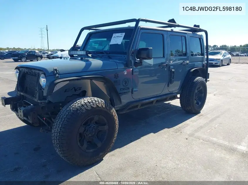 2015 JEEP WRANGLER VIN 1C4BJWDG2FL598180 — фото 2