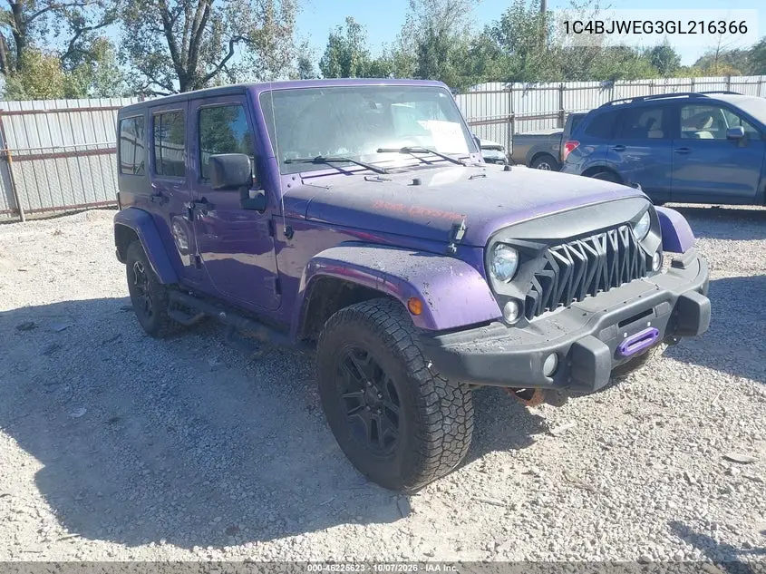 JEEP WRANGLER 2016, VIN 1C4BJWEG3GL216366