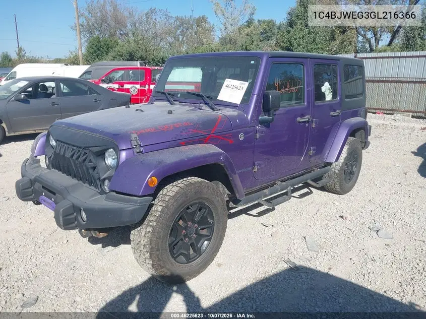 2016 JEEP WRANGLER VIN 1C4BJWEG3GL216366 — фото 2
