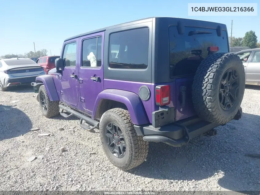 2016 JEEP WRANGLER VIN 1C4BJWEG3GL216366 — фото 3