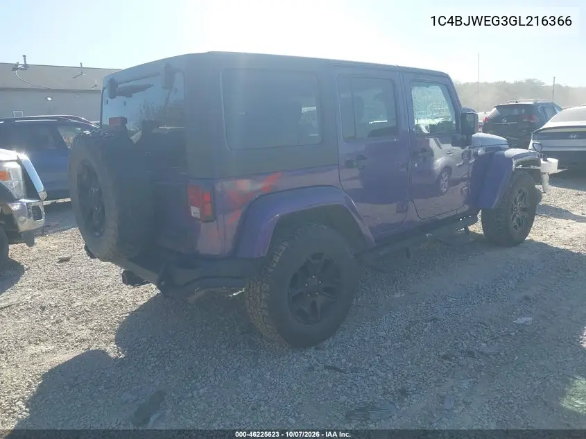 2016 JEEP WRANGLER VIN 1C4BJWEG3GL216366 — фото 4