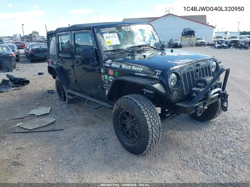 JEEP WRANGLER 2016, VIN 1C4BJWDG4GL320950