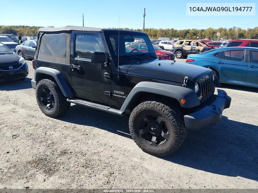 JEEP WRANGLER 2016, VIN 1C4AJWAG9GL194777