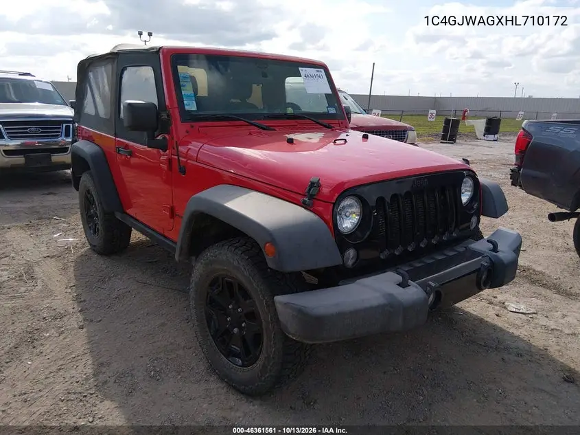 JEEP WRANGLER 2017, VIN 1C4GJWAGXHL710172