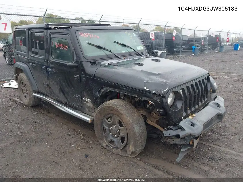 JEEP WRANGLER 2018, VIN 1C4HJXDG3JW305183